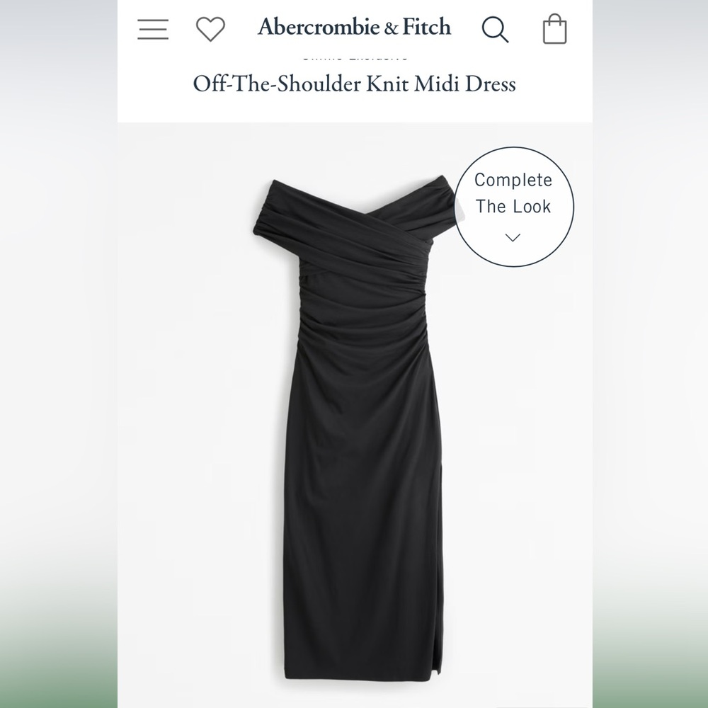 Abercrombie black off the shoulder midi dress slit